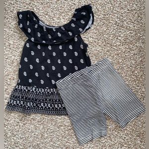 Black and white matching top/short set